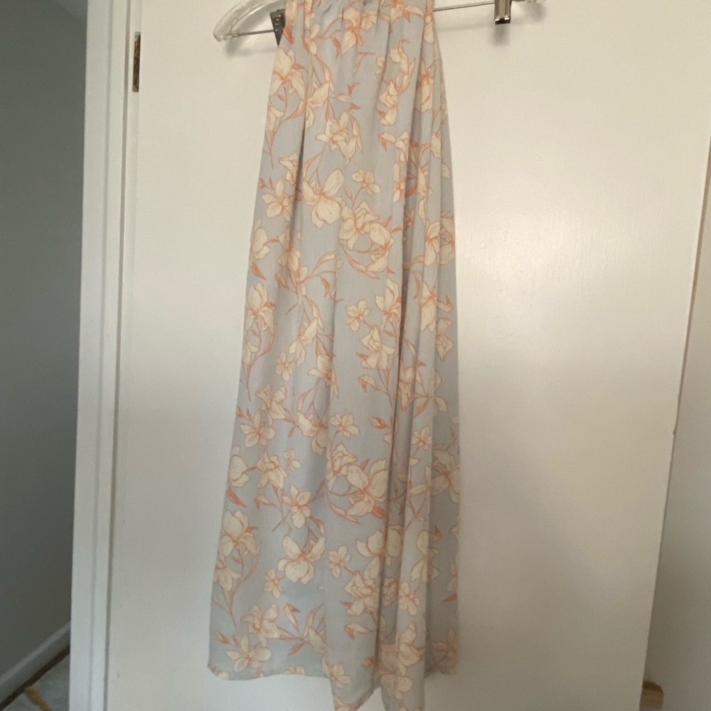 Gilli Orange and Light Blue Midi A-Line Dress